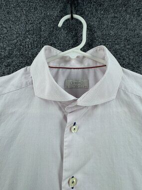 Eton Striped Slim Purple 16.5 Elegant Cotton Shirt Long Sleeve Button Up Adult